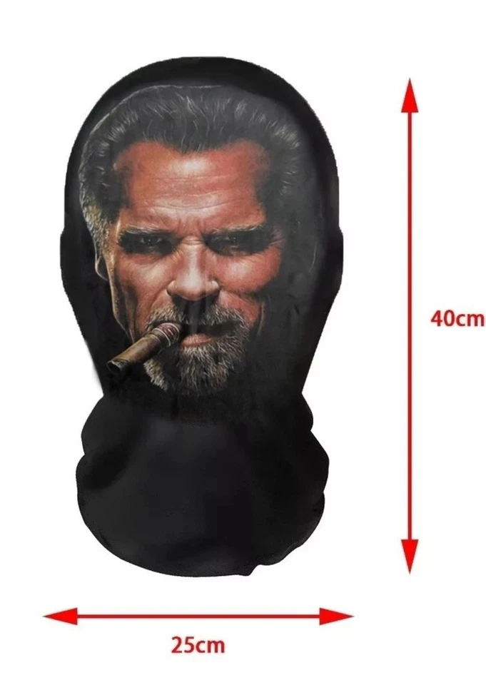Arnold Schwarzenegger MESH PULLOVER SEETHRU FACE MASK HALLOWEEN PREDATOR COSPLAY - Image 2 of 3