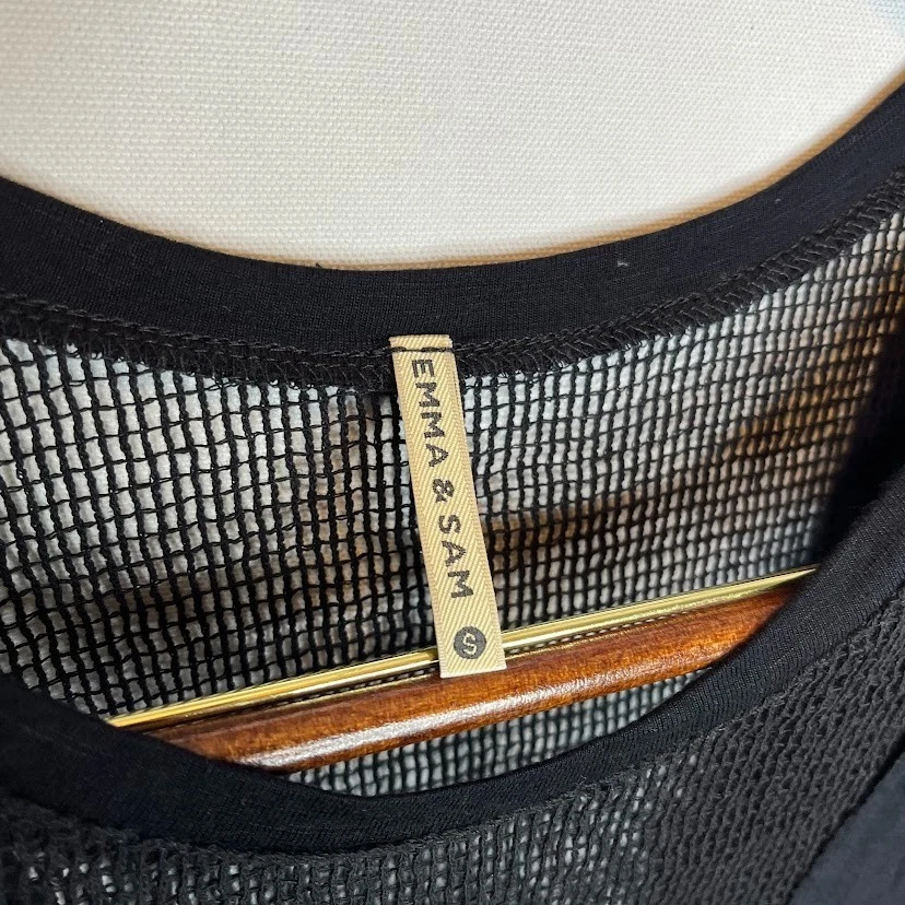 Emma & Sam Mesh Cutout Cropped Tank Top Black Women’s S Festival Y2K - Image 4 of 4