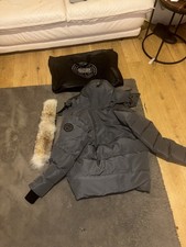 Canada Goose Fusion Men’s Grey Hooded Puffer Jacket Zip Logo Polyester S