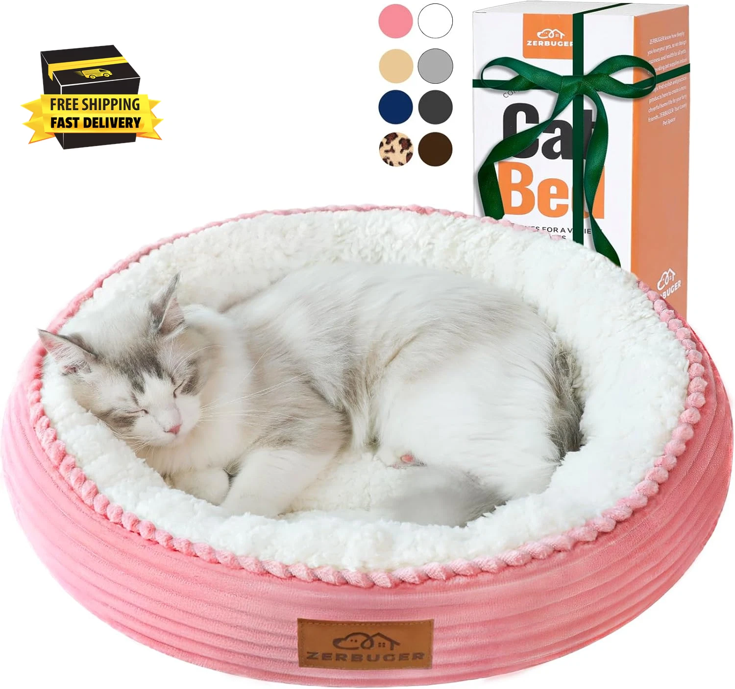 20In Washable Cat Beds for Indoor Cats - round Donut Pet Bed for Cats, Small Dog