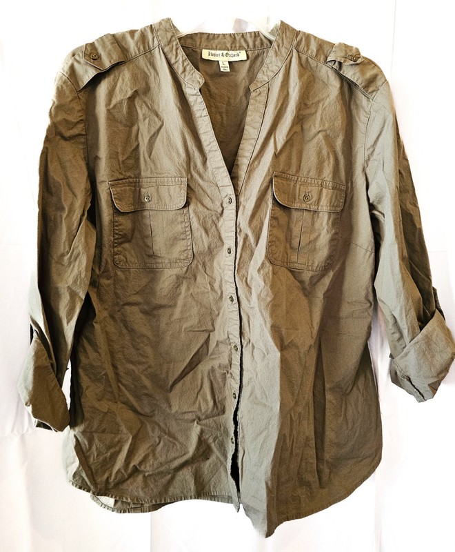 Hester & Orchard Women's 3/4  Sleeve Size Large  Army Green