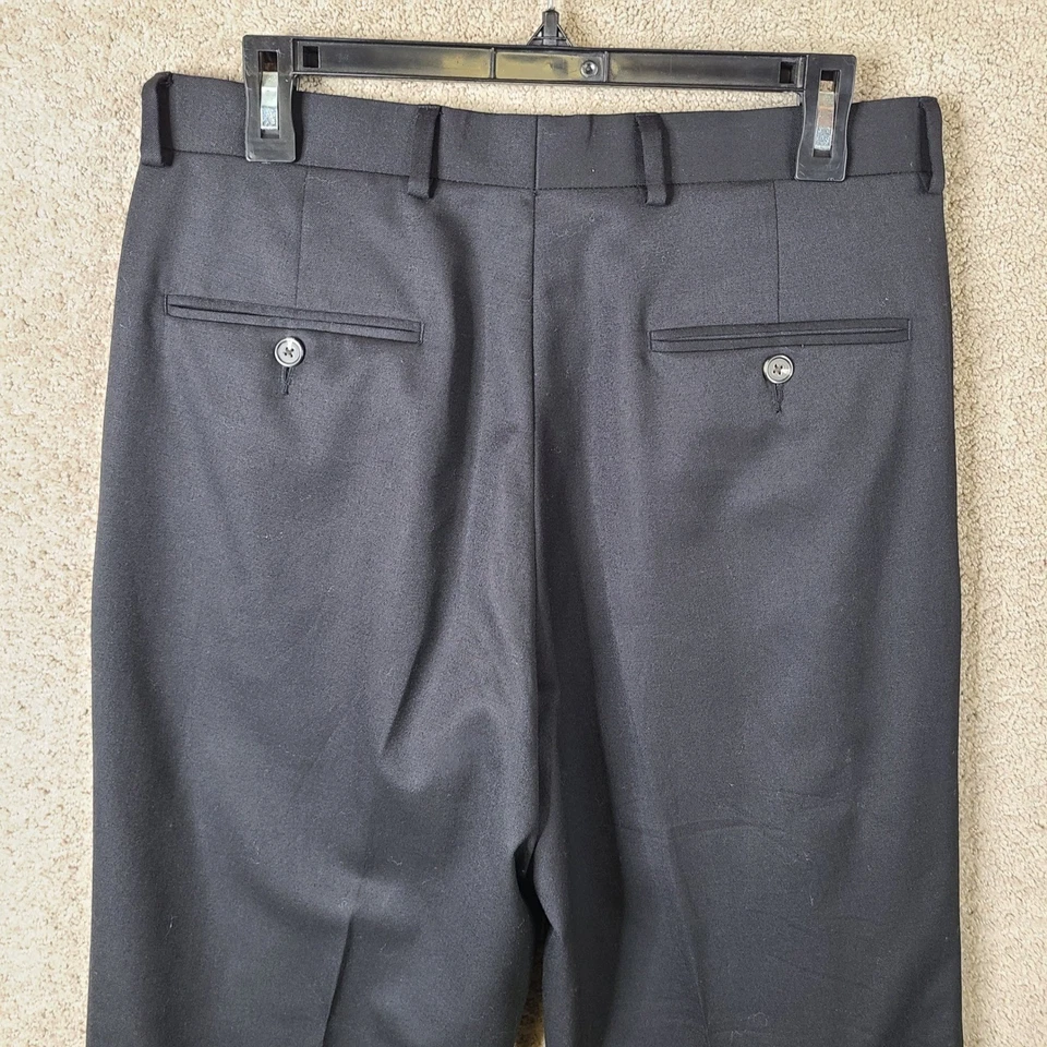 Chaps Pantalones Para Hombre 32x30 Negro Plisado Lana Vestido Traje Pantalones Puños Oficina Foto 4 de 4