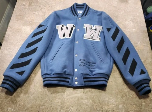 Off-White Virgil Abloh SS21 Casual Wool Varsity Jacket Size Small 20x26 - product listing photo