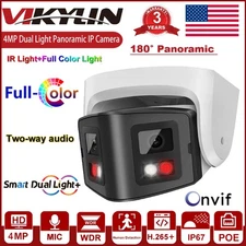Vikylin 4MP Full Color PoE Security Camera Dual Lens 2-Way Audio 180° Panoramic
