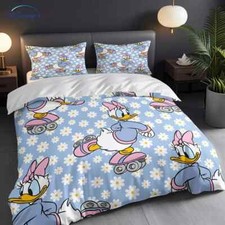 Cute Daisy Duck Go Rollerblading Daisy Flowers 3D Quilt Bedding Set Best Price