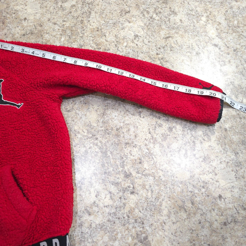 RARE Air Jordan Fleece Jacket Boys Large Red Lining Hidden Solid Logo Polyester - Picture 5 of 16