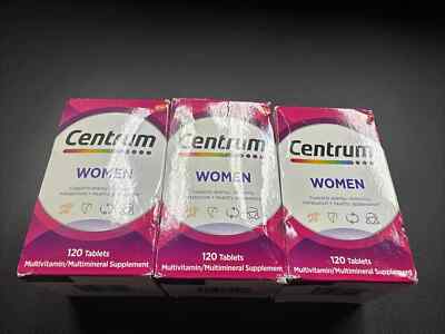 3 Centrum Multivitamin Women Multimineral Supplements 120 Tabs Each 01/25 -GG-