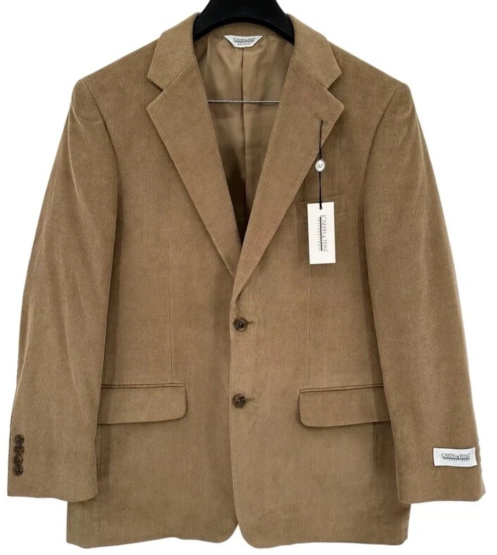 Joseph & Feiss 42R Corduroy Sport Coat Blazer Cotton Two Button Casual Tan Brown