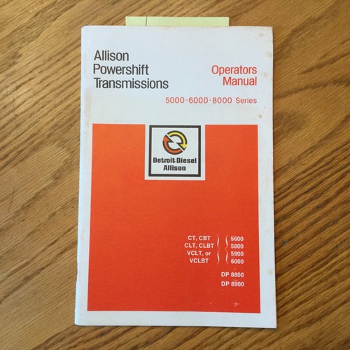 Trasmissione Allison 5000 6000 8000 SERIE MANUALE MANUTENZIONE OPERATORE AUTOMATICO - Foto 1 di 4