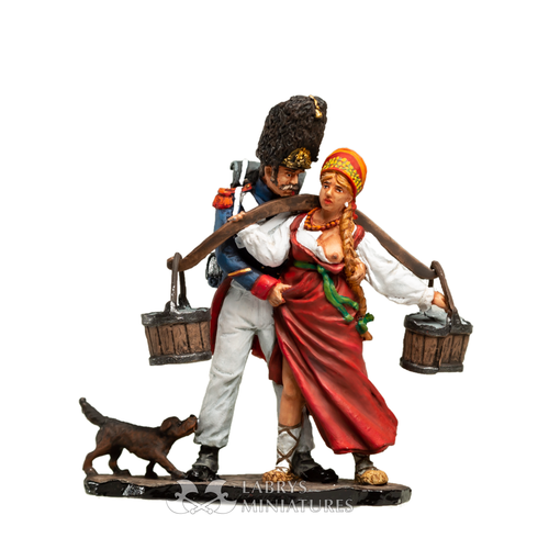 Frau und Grenadier der alten Garde bemaltes Blechspielzeug Vorverkauf | Set mit 2 Figuren - Bild 1 von 2