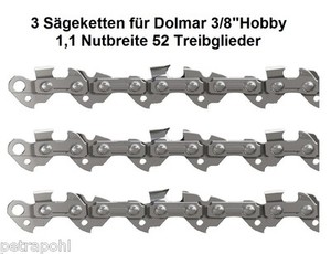 4 Ketten passend für Dolmar PS6100 45 cm 3//8/" 64 TG 1,5 mm Sägekette Schwert