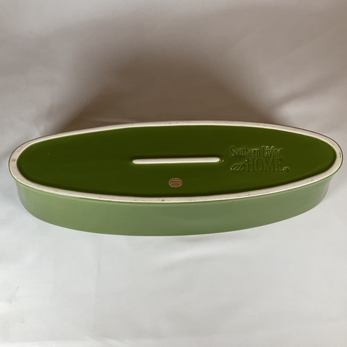 Large Southern Living At Home Green Ceramic Planter Oblong Bowl 14"x5.5x3.5 - Picture 6 of 11