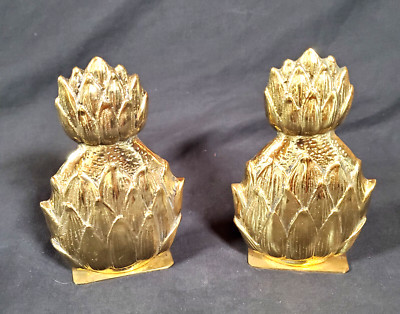 Vintage Solid Brass Set of Pineapple Bookends 6'' Tall Brass Kingdom Wingate NC