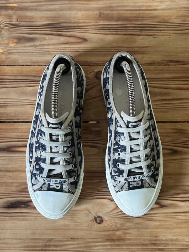 Deep Blue Oblique Embroidered Walk ‘N’ Dior Sneakers In Size 38.5 EU|8 US|6 US - Image 2 of 4