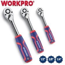 WORKPRO 3PC 1/4"3/8"1/2" Ratchet Wrench Quick-Release Reversible Socket Wrenches