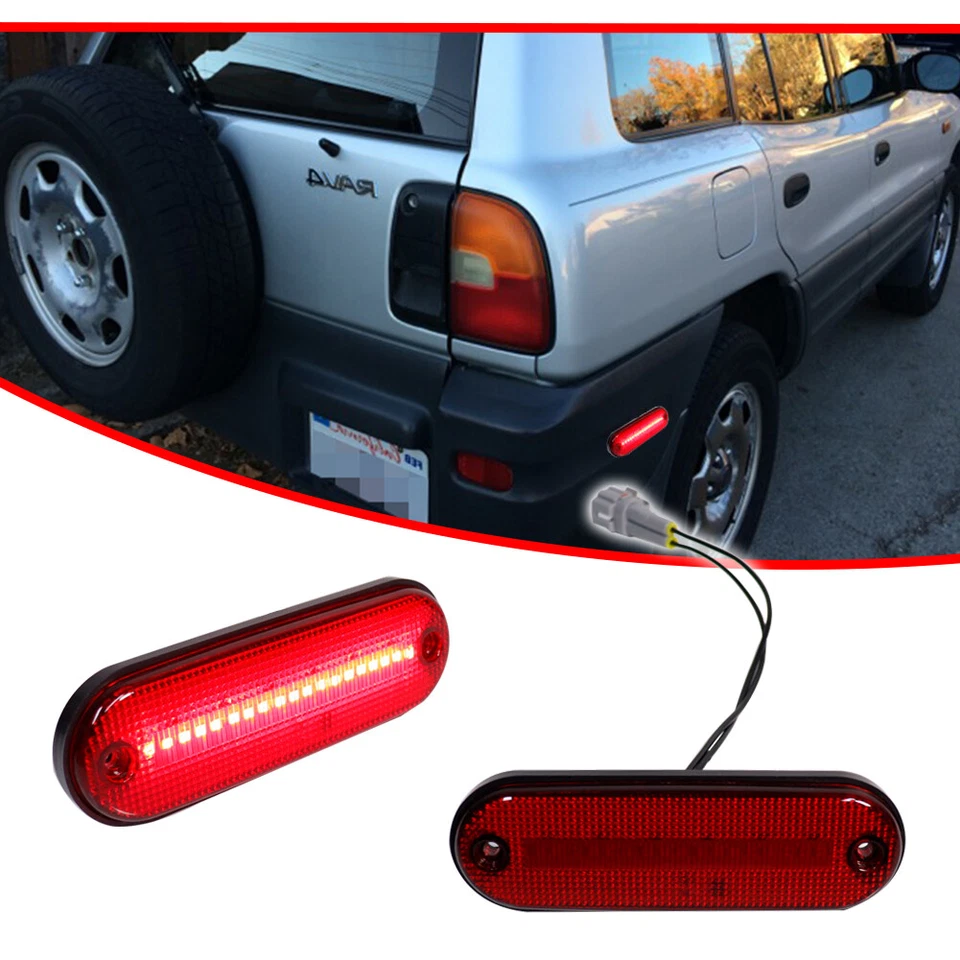 For Toyota RAV4 1996 1997 1998 1999 2000 Red Rear Bumper LED Side Marker Lights - Image 2 of 4