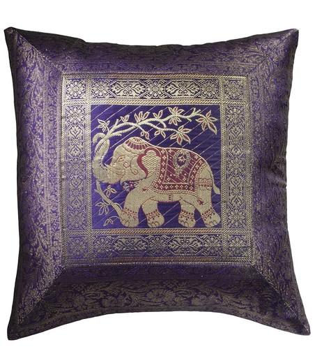 Indian Bohemian Mandala Silk Brocade Ethnic Cushion Covers Elephant 16" Square - Picture 20 of 27