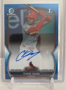 2023 Bowman Chrome Draft Chase Davis 1st Blue Refractor Auto /150 Cardinals