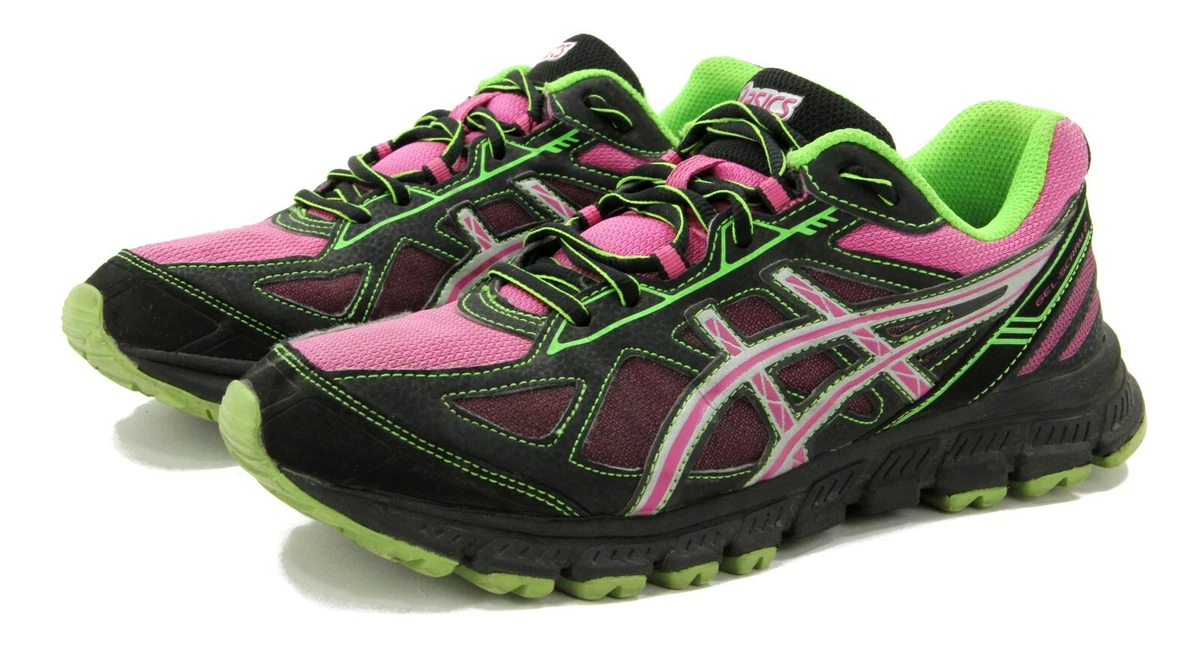Asics Gel Scram 2 Womens Pink Lime Green Black Running Shoes Size 9 40.5 T3G7Q
