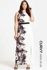 Little Mistress Curvy Dress Rose Print Maxi 22 Uk BNWT* RRP £77.99 Black/Nude