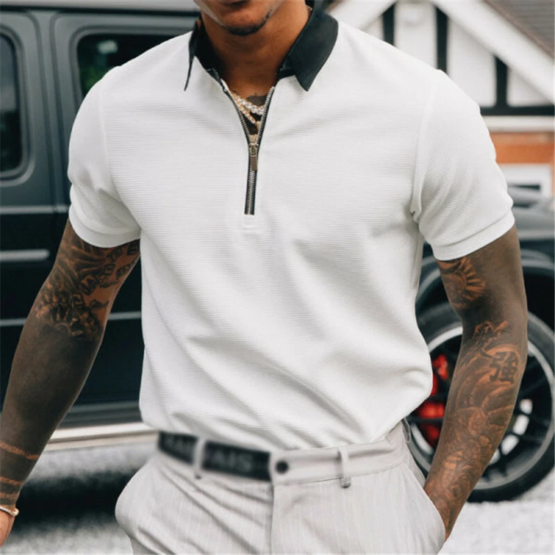 Mens Fashion Lapel Collar T Shirt Golf Business Casual Short Sleeves Tops