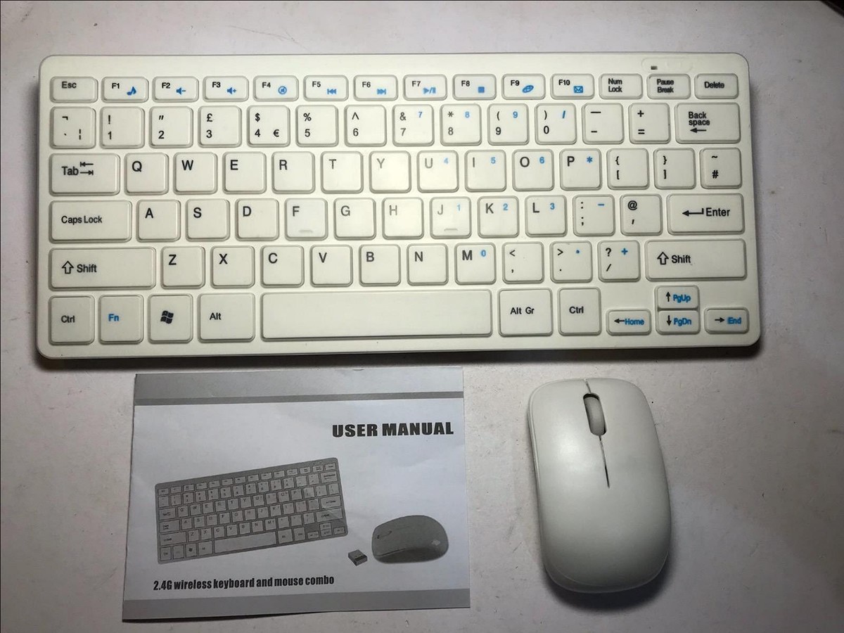White Wireless MINI Keyboard and Mouse Set for 2005 Apple Mini Mac
