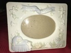 RUSS BERRIE Porcelain Picture/Photo Frame BABY'S BABTISM 3D Pastel BLUE BOY 8x6½