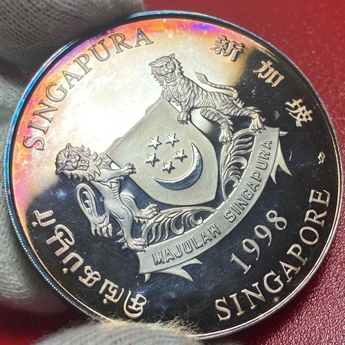 1998 SINGAPORE $10 PIEDFORT 2oz SILVER PROOF TIGER LUNAR PIEFORT THICK HEAVY 6mm - Picture 15 of 16