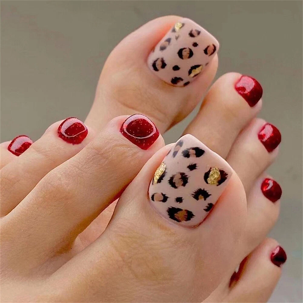 Buy The NailzStation press on fake artificial designer nails extension (12  nails) with glue manicure kit for women (Red Animal Print) Online at Low  Prices in India - Amazon.in