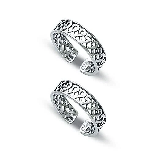 Fancy Traditional 925 Pure Silver Designer Toe Ring For Women Pack Of 2