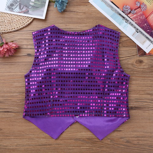Kinder Jungen Pailletten Weste Top Shirt Hip-Hop Jazz Jacke Karneval Kostüme - 第 36/61 張圖片
