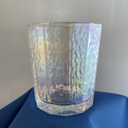 Vintage Federal Glass Carnival Juice Glass Tumblers (Iridescent Moonglow) 3”