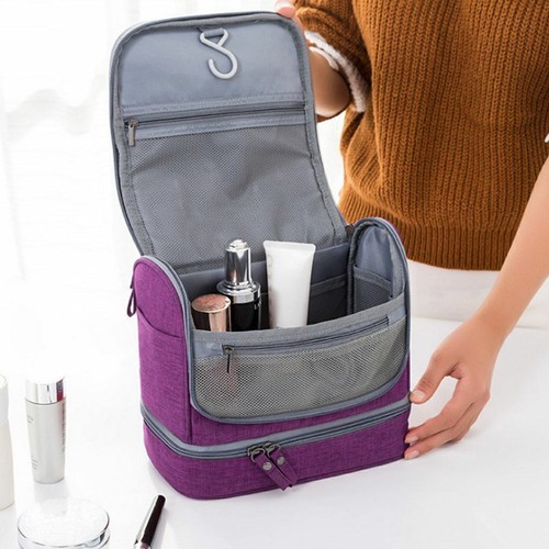 Waterproof Men Women Travel Toiletry Bag Bathroom Shower Bags with Hanging Hook - Picture 6 of 18