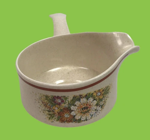 Vintage LENOX Temper-Ware Magic Garden Gravy Boat With Side Spout Retro flowers