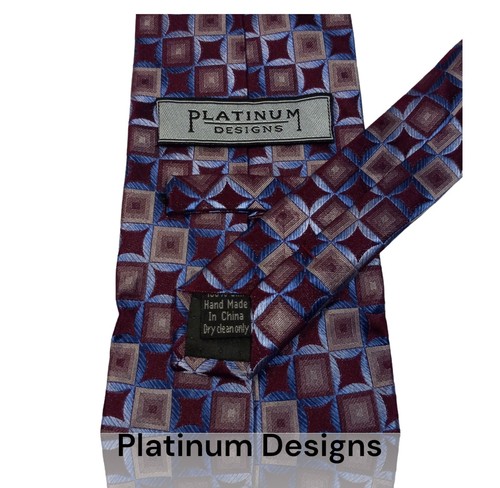 Platinum Designs Silk Necktie, 59" X 4", Multicolor Geometric. OB-4 - Picture 3 of 5