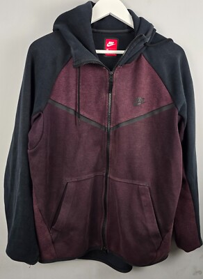 NIKE Tech Fleece Hoodie Herren Large Burgund Outdoorjacke Full Zip Windrunner