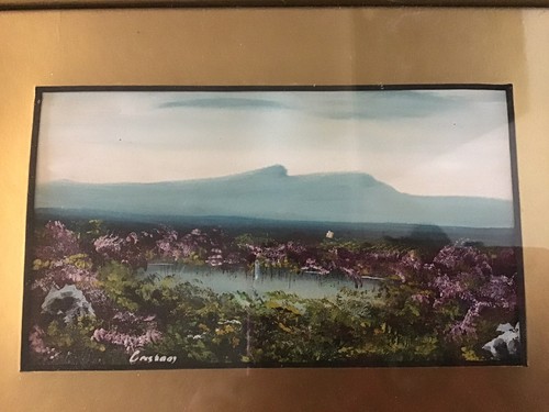 Antica coppia di dipinti vintage dorati incorniciati smaltati originali firmati guazzo - Foto 8 di 14