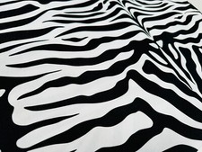 Zebra Spine Print Fabric Animal Stripes Cotton Black Red Brown 140cm Wide Black