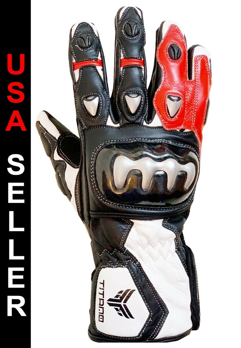 Motorbike Motorcycle Gloves Bike Real Leather CE Armored