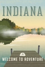 Indiana Welcome To Adventure Retro Travel Art Poster 12x18