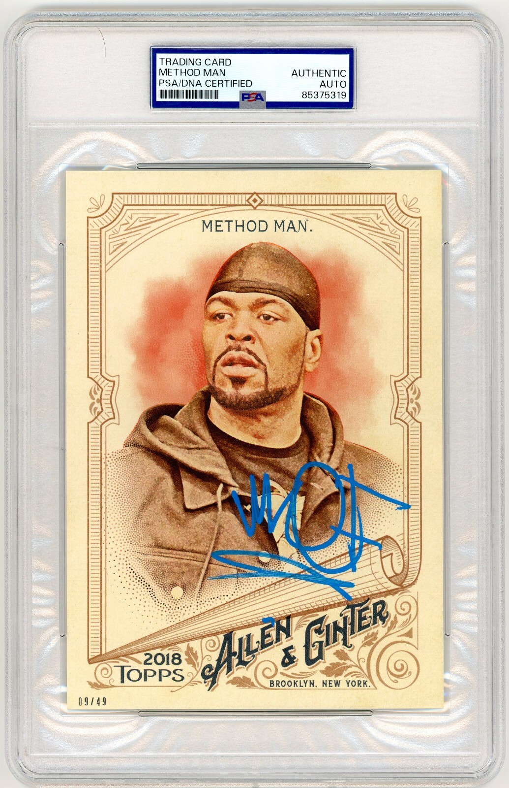 Method Man 2018 Topps Allen Ginter 5x7 /49 #82 Autograph PSA JSA Signed Wu-Tang