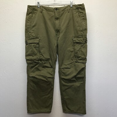 Levis Cargo Pants Mens 40x30 (actual 39x27) Green Reinforced Knees White Tab