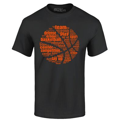 Basketball Word Cloud Orange Ball T-shirt Basketball Shirts