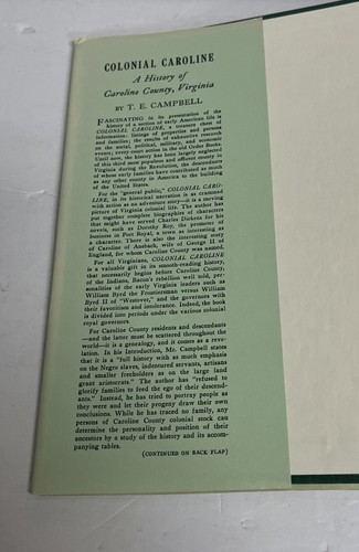 Colonial Caroline History of Caroline County Virginia 1st Ed T.E. Campbell 1954 - Imagen 10 de 19
