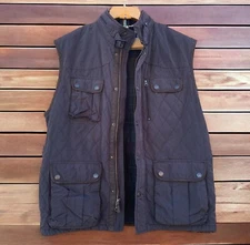Cremieux Quilted 38 Vest Men’s Size XL Black Nylon Full Zip Snap Hooded Pockets