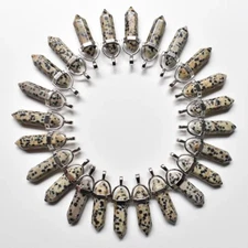 Natural Mottled Stone  30pcs Pendants Hexagonal Pillar Pendulum DIY Necklaces