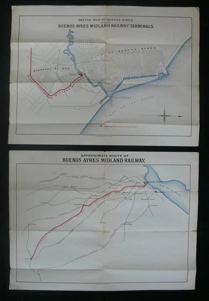 Buenos Ayres Midland Railway route map Ferrocarril Midland de Buenos Aires  c1908