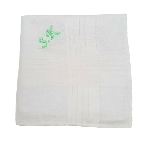 Fazzoletto personalizzato, iniziali ricamate monogrammate, cotone bianco fazzoletto - Foto 3 di 12