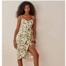 Reformation Rianne Midi Dress - Tropics Print Yellow Size 0