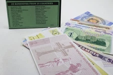 World Currency: 25 Different Uncirculated Banknotes from 25 Different Countries